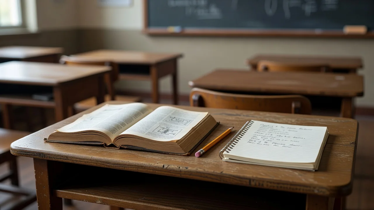 Aula luminosa con estudiantes concentrados en sus libros