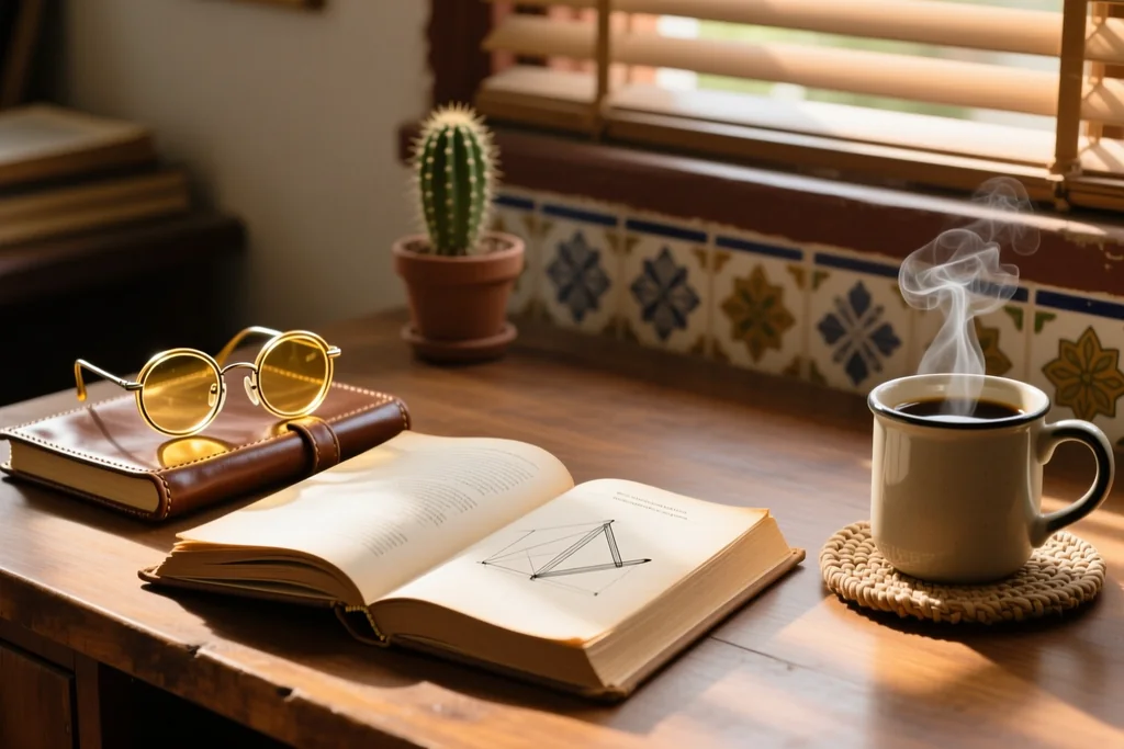 Sala de estudio con libros abiertos y luz natural